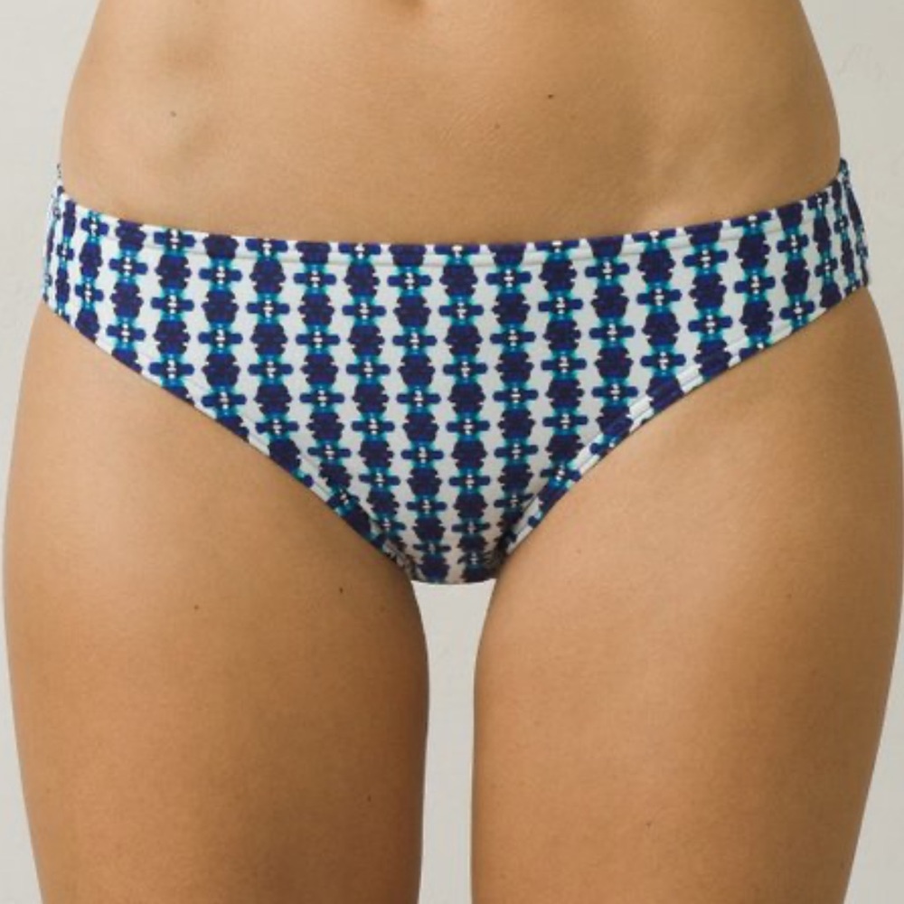 NWT! Prana Blue and White Geometric Bikini Bottoms
